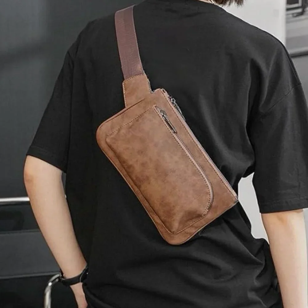 Cross body Bags for Men Leather Sling Bag Casual Daypacks , Brown